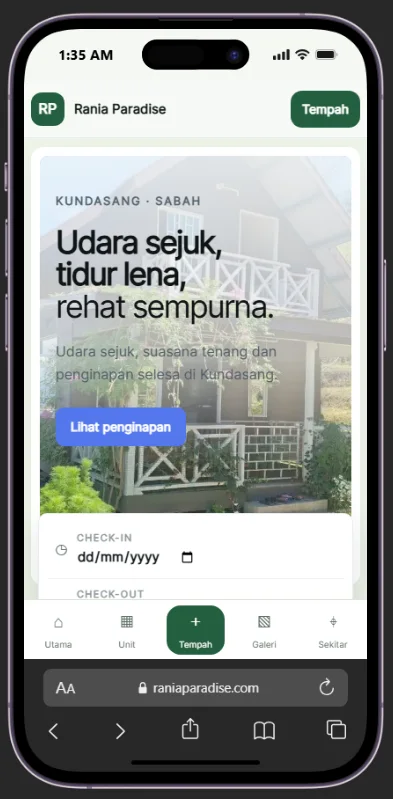 Rania Paradise pada telefon